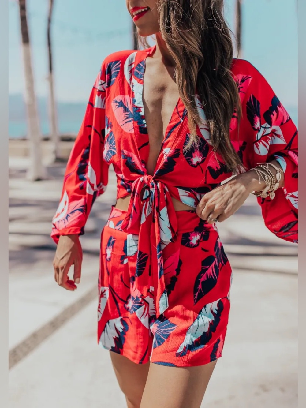 EXPRESS 2Piece Tropical Print Short Set
